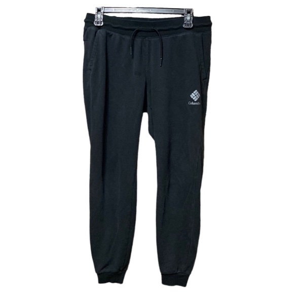 Columbia‎ Women’s Medium Black Logo French Terry Joggers Pockets - Picture 1 of 10
